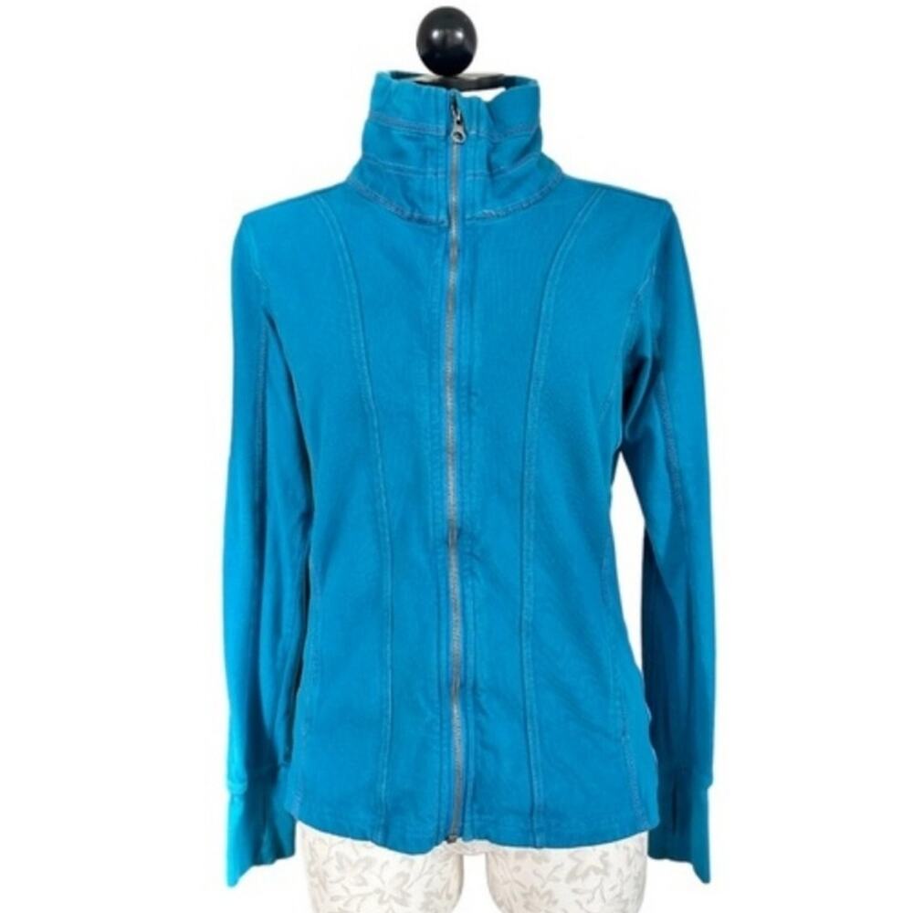 Kuhl Casual Blue Zip Up Jacket Organic Cotton Embroidered Trim Size Medium